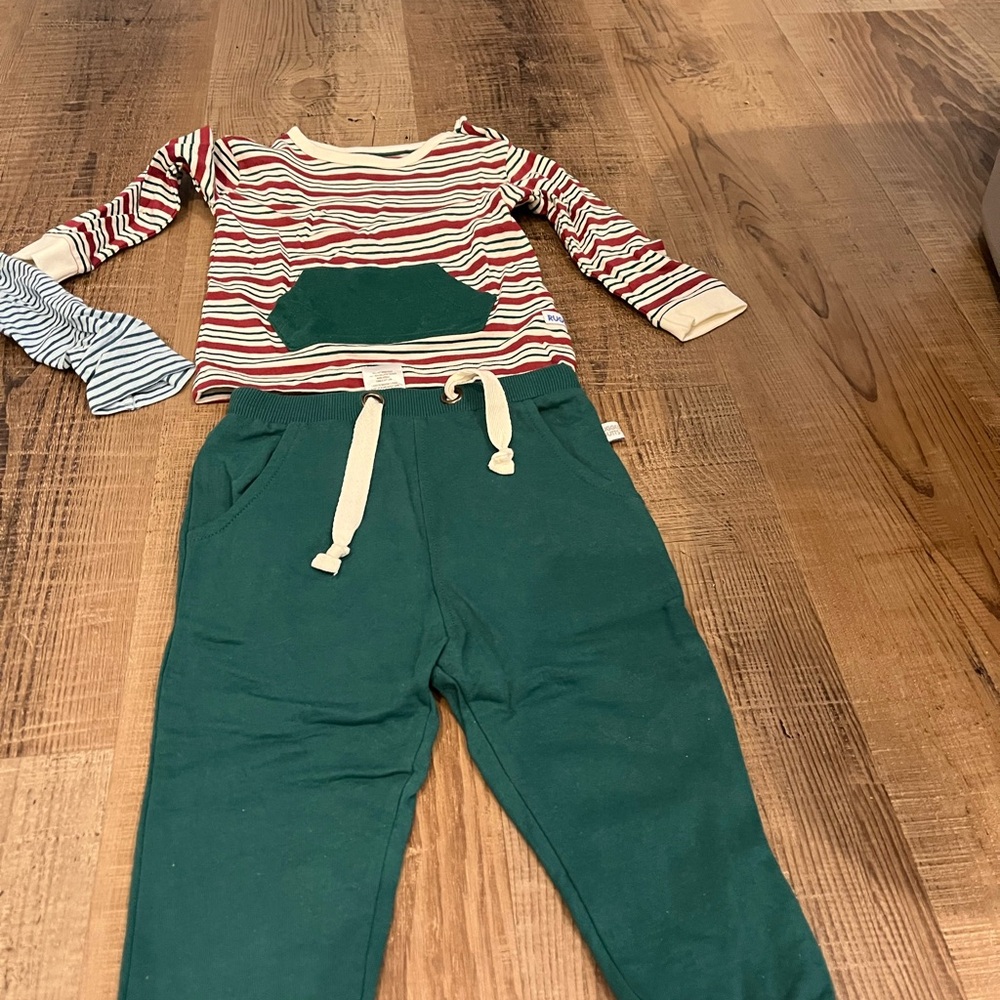 Striped Red and Green Kids Matching Set